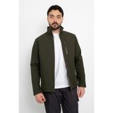 Softshell Içi Polarlı Su Geçirmez Standart Fit Ceket Rüzgar Geçirmez Tam Fermuar Kışlık Unisex Mont - XL - Haki