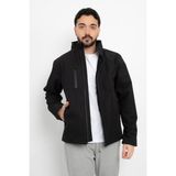 Softshell Içi Polarlı Su Geçirmez Standart Fit Ceket Rüzgar Geçirmez Tam Fermuar Kışlık Unisex Mont - XL - Siyah