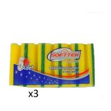 Softtex Bulaşık Süngeri Oluklu 5'li x 3 Adet - Sarı