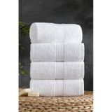 Softtouch Hand %100 Pamuklu 4 Lü El & Yüz & Saç Havlu Seti Çeyiz Takımı Beyaz Beyaz