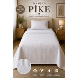 Softtowel's Pike Örtüsü Beyaz Pamuklu Desenli Yatak Örtüsü Tek Kişilik 160x230