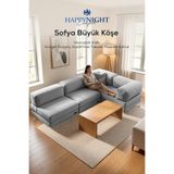 Sofya Büyük Köşe | Aktivite Koltuğu | Oyun Koltuğu | Sünger Koltuk | Sinema Koltuğu. 270x180 CM (Gri)