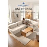 Sofya Büyük Köşe | Aktivite Koltuğu | Oyun Koltuğu | Sünger Koltuk | Sinema Koltuğu. 270x180 CM (Krem)