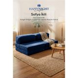Sofya İkili Koltuk Düz Kol| Oyun Koltuğu | Sünger Koltuk | Sinema Koltuğu. 90x190 CM (Lacivert)
