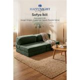 Sofya İkili Koltuk Düz Kol| Oyun Koltuğu | Sünger Koltuk | Sinema Koltuğu. 90x190 CM (Yeşil)