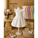 Sofyella Fiyonklu Kız Çocuk Abiye Elbise - Beyaz - 4 Yaş