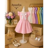 Sofyella Fiyonklu Kız Çocuk Abiye Elbise - Pembe - 5 Yaş
