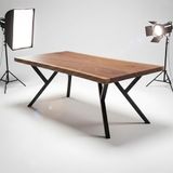SOGAWOOD – Doğal Ceviz Ahşap Yemek Masası – Natürel Kenar 100x200 Ayak Model 4