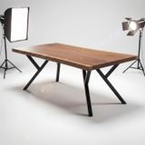 SOGAWOOD – Doğal Ceviz Ahşap Yemek Masası – Natürel Kenar 60x100 Ayak Model 4
