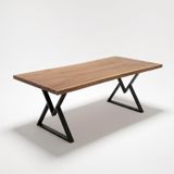 SOGAWOOD – Doğal Ceviz Ahşap Yemek Masası – Natürel Kenar 90x190 Ayak Model 6
