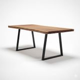 SOGAWOOD – Doğal Ceviz Ahşap Yemek Masası – Natürel Kenar 90x220 Ayak Model 2