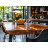 SOGAWOOD Doğal Masif Ceviz Ahşap Yemek Masası Naturel Kenar 90x60