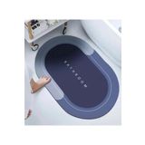 sogex Banyo Paspası Süper Su Emici Kaymaz Tabanlı Paspas Oval Diatomit Paspas Nappa Paspas MAVİ (60x39cm)