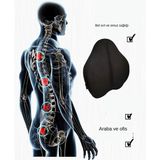 Sogex Medikal Visco Yeni Nesil Anatomik Bel Ofis Sırt Destek Minderi Bel Yastığı Ortopedik - 50 x 45 cm - Siyah