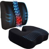 Sogex Visco Cocix Oturma Minderi Sandalye Minderi ve Bel Sırt Destek Minderi 2'li Set - 35 x 34 cm - Siyah