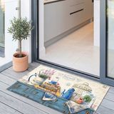 Sogood Concept Vintage Mutfak Desenli Dekoratif Balkon Paspası - Retro Temalı Çok Amaçlı Paspas - Beyaz