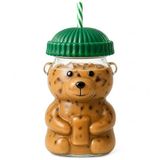 SOGUD Cam Bardak - 580 ml Pipetli Soğuk İçecek Bardağı - Borosilikat Cam Kupa - Ayıcıklı Figürlü Barista Kahve Bardağı - Smoothie Limonata Ice Tea Kokteyl ve Meyve Suyu İçin Yazlık Sunum(Asorti Renk)