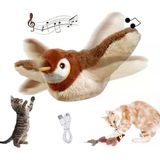 SOGUD Dokunmatik Uçan Kuş Kedi Oyuncağı – Titreşimli & Hareketli Peluş Kuş – Sesli & Kanat Çırpma Efekti – İple Asılabilir – Gerçekçi Etkileşimli Kedi Oyuncağı