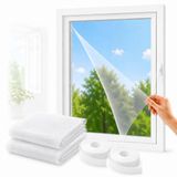 SOGUD Kayra 2’li Set Pencere Sinekliği 130x150 cm - Yapışkanlı Cırtlı Sineklik Tülü - Yıkanabilir Tekrar Kullanılabilir Kesilebilir Sinek Perdesi - Geniş Pencere İçin