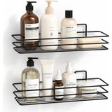 Sogud Şampuanlık 2'li Set - Yapışkanlı Banyo Rafı - Delme Gerektirmeyen Siyah Metal Duş Rafı - Çok Renkli