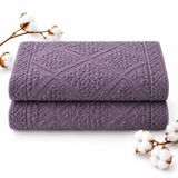 SOGUD Valmia 2'li Banyo Ayak Havlusu Seti -%100 Pamuk Jakarlı Kabartmalı 50x70 cm - Yumuşak Emici Duş Önü Paspası - Kayma Yapmayan Çeyizlik Banyo Havlusu - Mürdüm