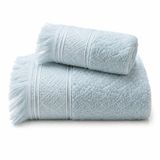 SOGUD Valmia 2'li Banyo Havlu Seti -%100 Pamuk Jakarlı Büyük Boy Banyo Havlusu 90x150 cm - El Yüz Havlusu 50x90 cm - Yumuşak Püsküllü Çeyizlik Takım - Yüksek Emicilik - Kadın Erkek - Buz Mavisi