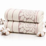 SOGUD Valmia 2'li El Yüz Havlusu Seti -%100 Pamuk Kadife Dokulu Kabartmalı Gül Desenli 50x90 cm - Yumuşak Emici Çeyizlik Misafir Havlusu - Floral Jakarlı Banyo Takımı - Pudra
