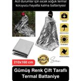 Soğuk Sıcak Tutan Çift Taraflı Gümüş Acil Durum Battaniyesi Termal Yanık Hayatta Kalma Kamp Deprem