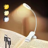 Söğüt Yatakta Kitaplar İçin Okuma Işıkları, 10Led Parlak Kitap Işığı, 3 Renk Ve 3 Parlaklık, Şarj Edilebilir Kitap Işığı 80 Saat Sürer, Okuma Işığında Hafif Klips (Beyaz)