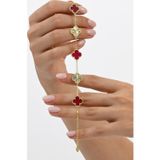 Söğütlü Silver 925 Ayar Gümüş Bileklik Altın Kaplama Mercan Taşlı Lazerli Tasarım Yonca Bileklik [barcode]