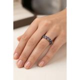 Söğütlü Silver 925 Ayar Gümüş Yüzük 3 Sıra Renkli Taşlı Işıltılı Tamtur Yüzük - Gökkuşağı Rainbow Rose Alyans