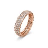 Söğütlü Silver 925 Ayar Gümüş Yüzük 3 Sıra Zirkon Taşlı Işıltılı Rose Altın Kaplama Tamtur Yüzük -Pırlanta Montür A