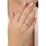 Söğütlü Silver 925 ayar gümüş yüzük rose zirkon taşlı kirpikli göz modeli ayarlamalı yüzük SGTL13129ROSE