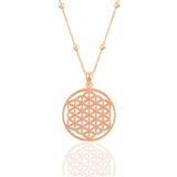 Söğütlü Silver Gümüş altın yaldızlı top top zincirli yaşam çiçeği kolye Rose