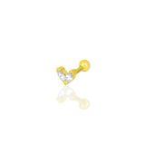 Söğütlü Silver Gümüş altın yaldızlı zirkon iki taşlı Tragus helix Piercing küpe [barcode]