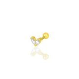 Söğütlü Silver Gümüş Altın Yaldızlı Zirkon Iki Taşlı Tragus Helix Piercing Küpe Sgtl12197gold