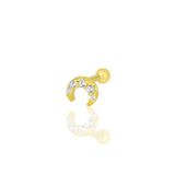 Söğütlü Silver Gümüş altın yaldızlı zirkon taşlı hilal modeli Tragus helix Piercing küpe [barcode]