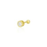 Söğütlü Silver Gümüş altın yaldızlı zirkon tek taş 5 mm Tragus helix Piercing küpe [barcode]