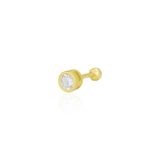 Söğütlü Silver Gümüş altın yaldızlı zirkon tek taş 5 mm Tragus helix Piercing küpe SGTL12420GOLD