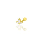 Söğütlü Silver Gümüş altın yaldızlı zirkon üç taşlı Tragus helix Piercing küpe [barcode]