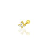 Söğütlü Silver Gümüş Altın Yaldızlı Zirkon Üç Taşlı Tragus Helix Piercing Küpe Sgtl12194gold