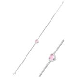 Söğütlü Silver Gümüş beyaz altın rodyumlu pembe zirkon taşlı pırlanta montürlü love kalp su yolu bileklik [barcode]