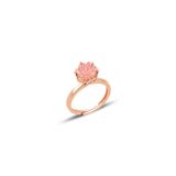 Söğütlü Silver Gümüş Lotus çiçeği modeli pembe renkli taşlı ayarlamalı yüzük