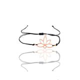 Söğütlü Silver Gümüş lotus rose yaşam çiçeği siyah ipli bileklik [barcode]