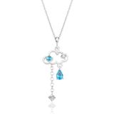 Söğütlü Silver Gümüş rodyumlu akuamarin ve zirkon taşlı bulut kolye SGTL12349RODAJ