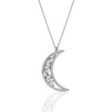Söğütlü Silver Gümüş rodyumlu baget kesim zirkon taşlı hilal kolye [barcode]