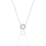 Söğütlü Silver Gümüş rodyumlu baget kesim zirkon taşlı yıldız çiçeği kolye SGTL12792RODAJ