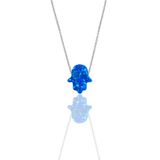 Söğütlü Silver Gümüş rodyumlu fatma ana eli mavi opal taşlı kolye [barcode]