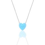 Söğütlü Silver Gümüş Rodyumlu Opal Taşlı Kalp Kolye
