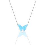 Söğütlü Silver Gümüş rodyumlu opal taşlı kelebek kolye
